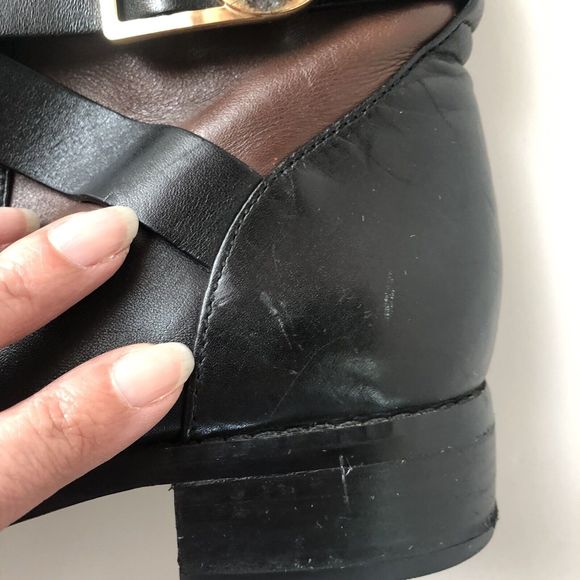 MICHAEL KORS Tall Fulton Black Brown Leather Harness Knee High Boots Women 6.5M - Picture 16 of 16